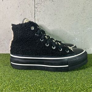 Converse CTAS Platform Sherpa Wool Black White 173147C Shoes Women’s 6